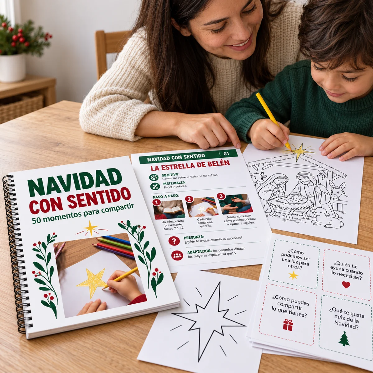 Guía de Navidad con Sentido y hojas de actividades en uso